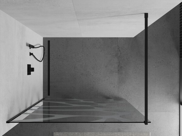 Perdeau de duș Mexen Kioto 80x200 cm 8 mm, model negru, alb, 800-080-101-70-97