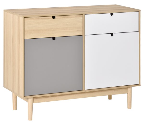 HOMCOM Mobilier Multifunctional Stil Nordic, Dulapior Doua Usi cu Sertare pentru Bucatarie si Hol, 100x40x79.5cm, Multicolor