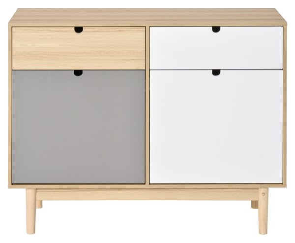 HOMCOM Mobilier Multifunctional Stil Nordic, Dulapior Doua Usi cu Sertare pentru Bucatarie si Hol, 100x40x79.5cm, Multicolor
