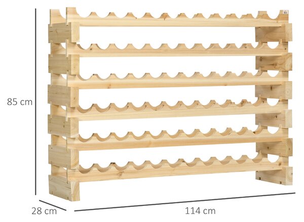 HOMCOM Etajera pentru Sticle, cu 6 Rafturi din Lemn de Pin , 72 Sticle | Aosom Romania