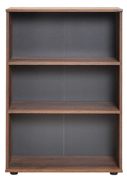 Biblioteca Adore Rio Mini, 3 rafturi, Alb - Nuc - Antracit, 72x109x34 cm