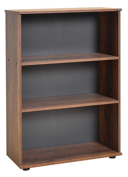Biblioteca Adore Rio Mini, 3 rafturi, Alb - Nuc - Antracit, 72x109x34 cm