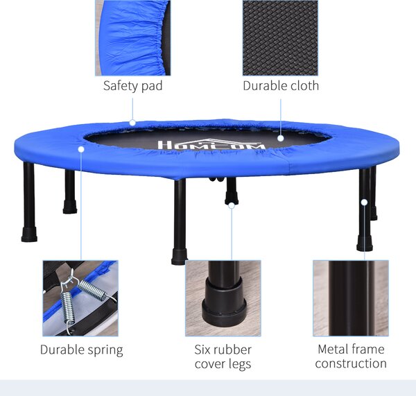 HOMCOM Trambulina Elastica pentru Jumping Fitness si Antrenament Acasa, Arcuri si Structura din Otel, Φ91x22.5cm, Negru si Albastru