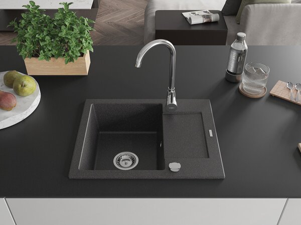 Mexen Enzo - chiuveta granit 57,6x46,5cm, 1 camera, pete negre, 6506571005-76