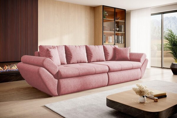 Canapea extensibila cu lada de depozitare Loana Pink 285x105 cm