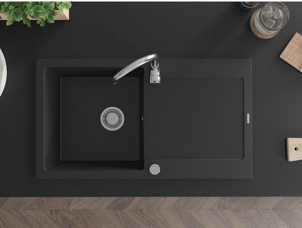 Mexen Leo - chiuveta granit 90x50cm, 1 camera, negru, 6501901010-77