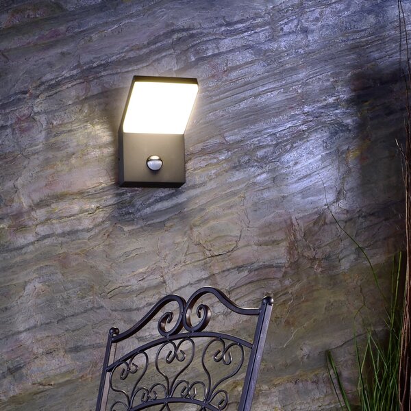 Deko-Light LED cu senzor pentru lumina de perete Tucanae, gri, înălțime 22 cm, IP54, Gri, Aluminiu, Modern