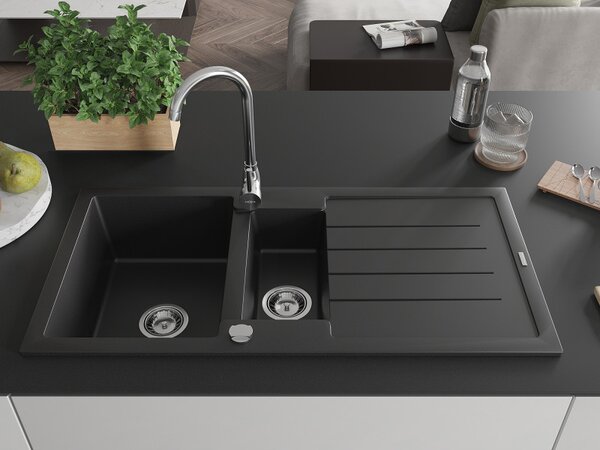 Mexen Andres - chiuveta granit 100.0x50.0cm, 1.5 camere, negru, 6515101510-77