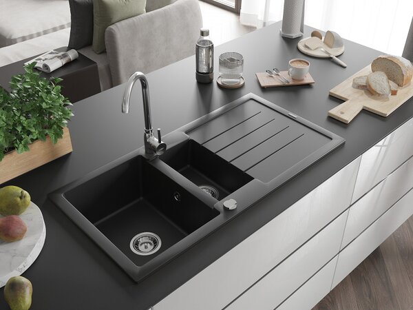 Mexen Andres - chiuveta granit 100.0x50.0cm, 1.5 camere, negru, 6515101510-77