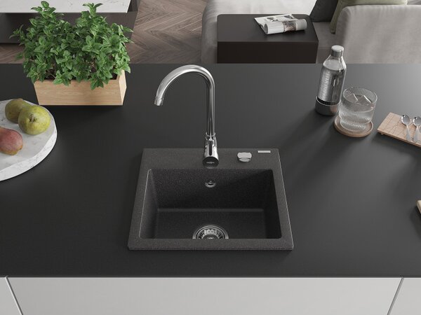 Mexen Milo - chiuveta granit 43,5x41,0cm, 1 camera, pete negre, 6505441000-76