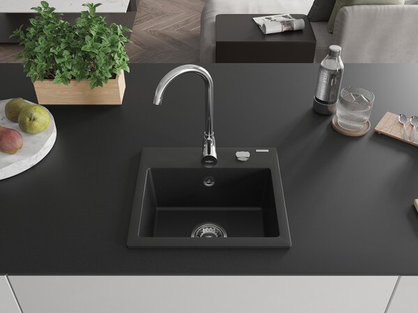 Mexen Milo - chiuveta granit 43,5x41,0cm, 1 camera, negru, 6505441000-77