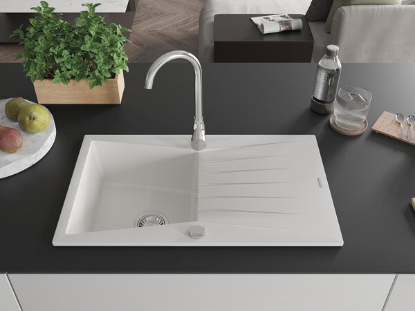 Mexen Cesar - chiuveta granit 77,5x47,0cm, 1 camera, alb, 6514771010-20