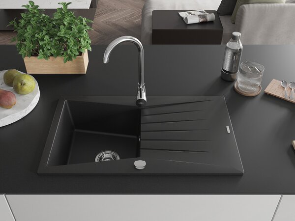 Mexen Cesar - chiuveta granit 77,5x47,0cm, 1 camera, negru, 6514771010-77