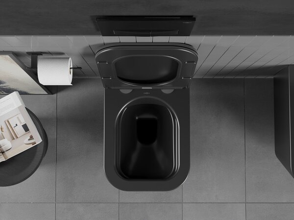 WC suspendat Mexen Teo fără margine cu scaun de toaletă Slim duroplast, negru mat - 30850685