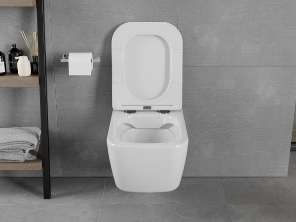Toaletă suspendată Mexen Elis Rimless cu scaun de toaletă Slim duroplast, 52 x 34,5 cm, alb - 30910600