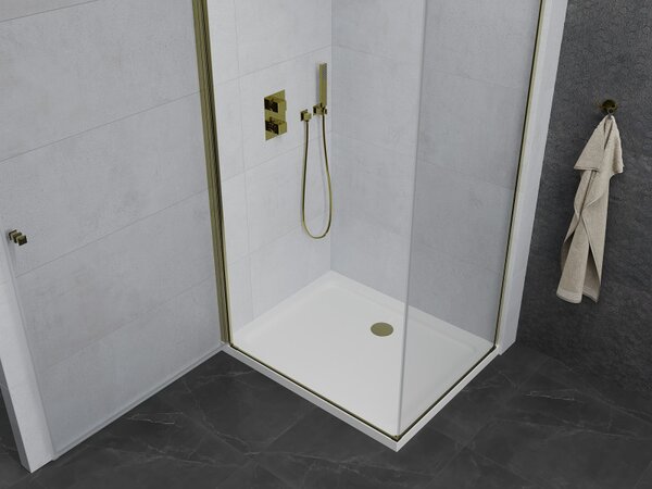 Cabină de duș Mexen Pretoria 70 x 80 cm, transparent, auriu + cadă de duș plat-852-070-080-50-00-4010