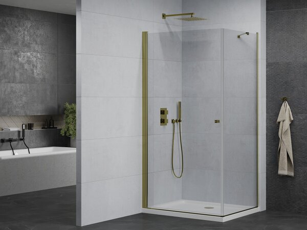 Cabină de duș Mexen Pretoria 70 x 80 cm, transparent, auriu + cadă de duș plat-852-070-080-50-00-4010