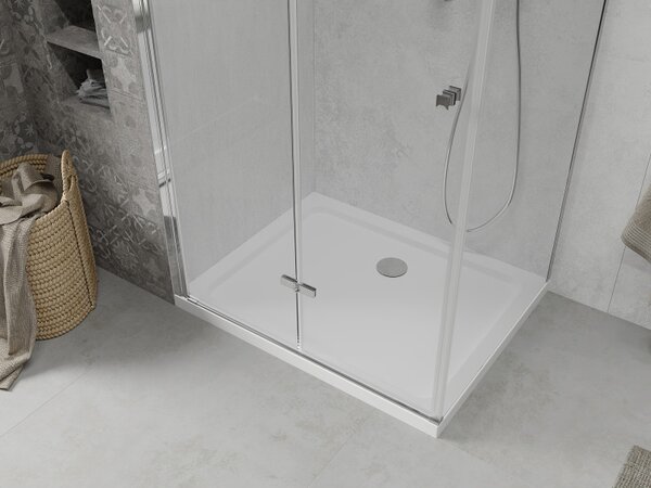 Cabină de duș Mexen Lima 70 x 80 cm, sticlă 6 mm, profil crom-sticlă transparentă + cadă de duș subțire 5 cm, 856-070-080-01-00-4010