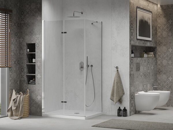 Cabină de duș Mexen Lima 70 x 80 cm, sticlă 6 mm, profil crom-sticlă transparentă + cadă de duș subțire 5 cm, 856-070-080-01-00-4010