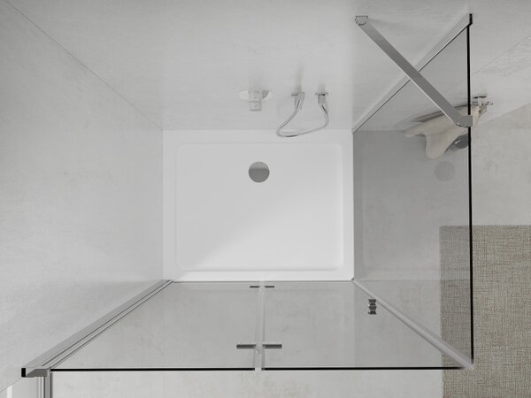 Cabină de duș Mexen Lima 70 x 80 cm, sticlă 6 mm, profil crom-sticlă transparentă + cadă de duș subțire 5 cm, 856-070-080-01-00-4010