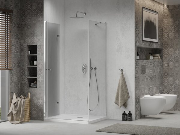 Cabină de duș Mexen Lima 70 x 80 cm, sticlă 6 mm, profil crom-sticlă transparentă + cadă de duș subțire 5 cm, 856-070-080-01-00-4010