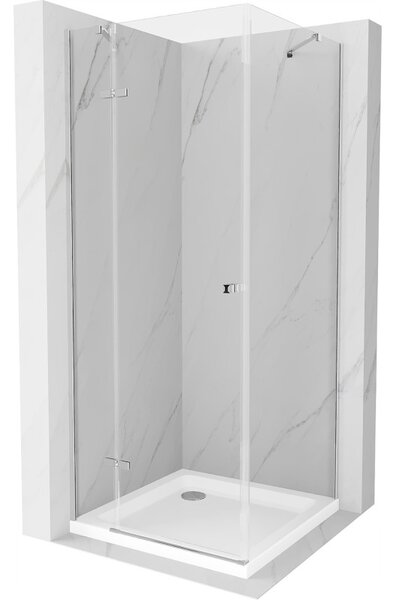 Mexen Roma, cabină de duș 70 (uşă) x 70 (perete) cm, sticlă transparentă 6mm, profil crom + cadă de duș subțire 5cm, 854-070-070-01-00-4010