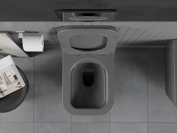 Mexen Teo WC Rimless cu scaun de toaletă slim, duroplast, gri închis mat, 30854071