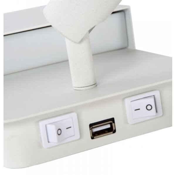 Aplică LED Lucide 79200/08/31 BOXER LED/10W/230V + LED/3W USB alb
