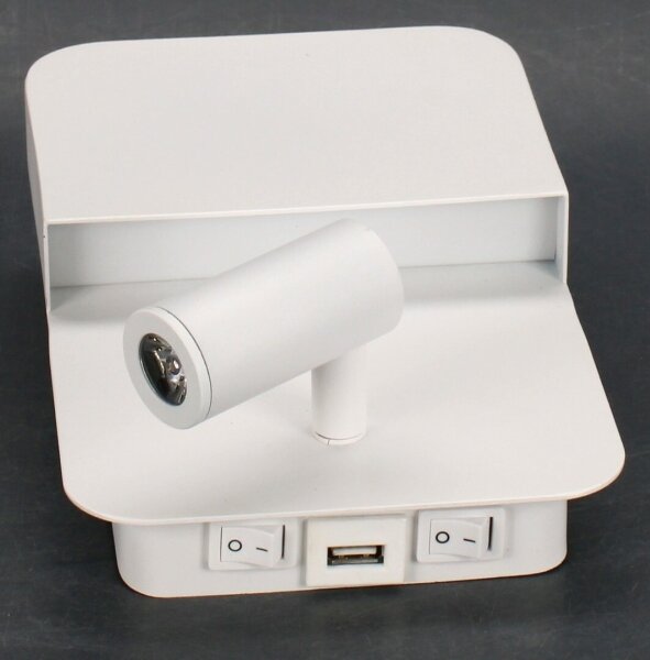 Aplică LED Lucide 79200/08/31 BOXER LED/10W/230V + LED/3W USB alb