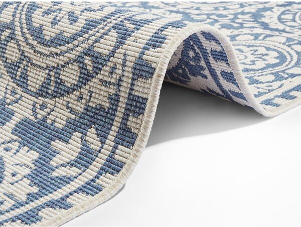 Covor adecvat pentru exterior NORTHRUGS Jardin, 80 x 350 cm, albastru-crem