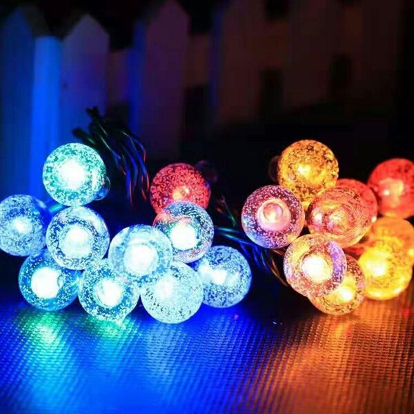 Ghirlanda LED solara exterior, 20 leduri, rezistenta interperii, IP44, 600mAh, 0,7W, negru