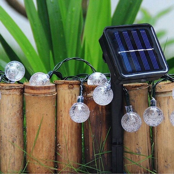 Ghirlanda LED solara exterior, 20 leduri, rezistenta interperii, IP44, 600mAh, 0,7W, negru