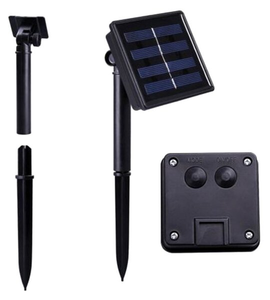 Ghirlanda LED solara exterior, 20 leduri, rezistenta interperii, IP44, 600mAh, 0,7W, negru