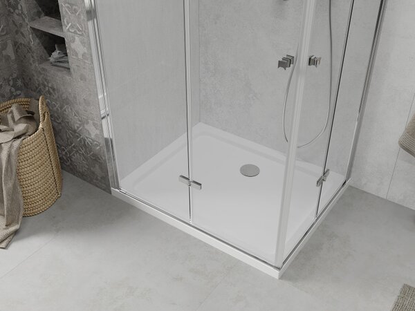 Mexen Lima Duo cabină de duș pliabilă 80 x 70 cm, transparentă, crom + cadă de duș plată - 856-080-070-01-02-4010