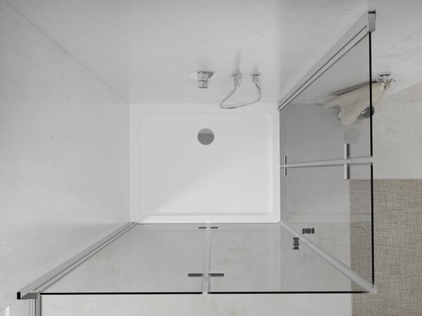 Mexen Lima Duo cabină de duș pliabilă 80 x 70 cm, transparentă, crom + cadă de duș plată - 856-080-070-01-02-4010
