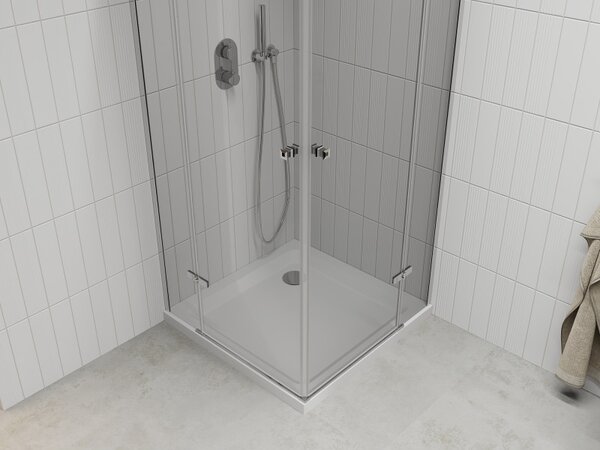 Mexen Roma Duo, colt dus 90 (usa) x 90 (usa) cm, sticla transparenta 6mm, profil cromat + cadita de dus, 854-090-090-01-02-4010