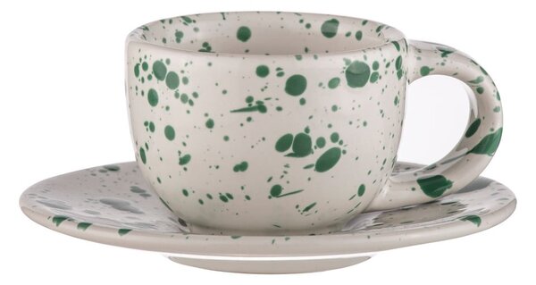 Cești pentru espresso din gresie alb-verde 2 buc. 100 ml Carnival – Ladelle