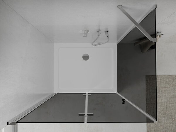Mexen Lima, cabină de duș cu ușă rabatabilă 100 (uşă) x 70 (perete) cm, sticlă gri 6 mm, profil crom + cadă de duș albă subțire + sifon crom, 856-100…