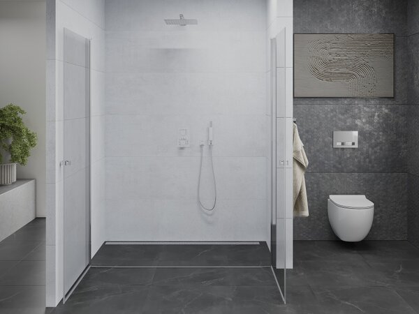 Mexen Pretoria Duo, usa de dus cu 2 canaturi pentru deschidere 140 cm, sticla transparenta 6 mm, profil cromat, 852-140-000-02-00