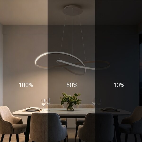 Brilagi - Lustră LED dimabilă pe cablu INFINITY LED/80W/230V 80x80 cm bej + telecomandă