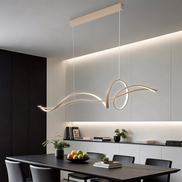 Brilagi - Lustra LED dimabilă pe cablu SIGNATURE LED/55W/230V 120x23 cm bej + telecomandă