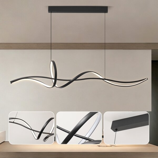 Brilagi - Lustru LED dimabil suspendat pe cablu SIGNATURE LED/55W/230V 120x23 cm negru + telecomandă