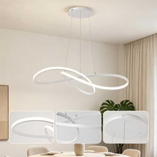 Brilagi - LED dimabil lustră pe cablu INFINITY LED/80W/230V 80x80 cm albă + telecomandă