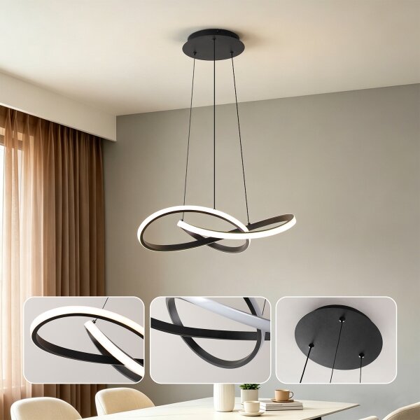 Brilagi - Lustra LED reglabilă suspendată pe cablu INFINITY LED/55W/230V 50x50 cm neagră + telecomandă