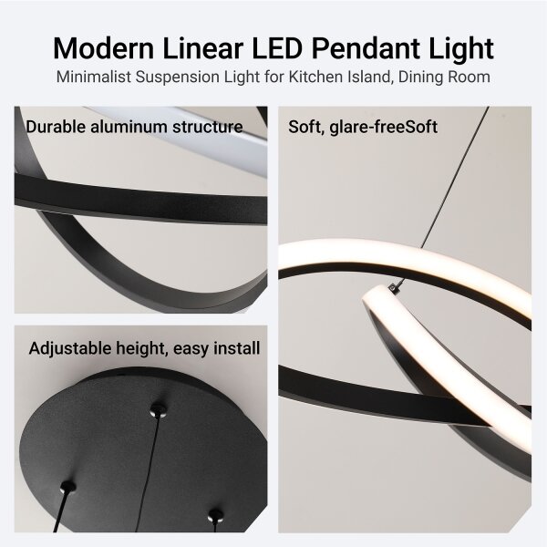 Brilagi - Lustra LED reglabilă suspendată pe cablu INFINITY LED/55W/230V 50x50 cm neagră + telecomandă