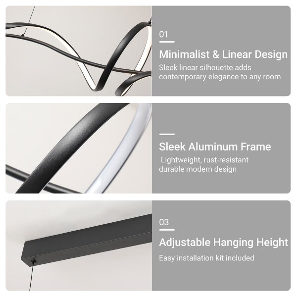 Brilagi - Lustru LED dimabil suspendat pe cablu SIGNATURE LED/55W/230V 120x23 cm negru + telecomandă