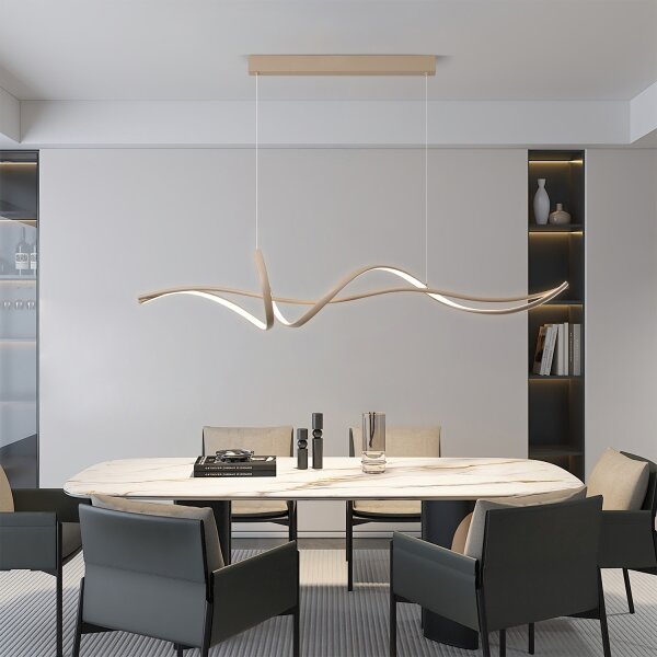Brilagi - Lustra LED dimabilă pe cablu SIGNATURE LED/55W/230V 120x23 cm bej + telecomandă