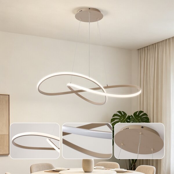 Brilagi - Lustră LED dimabilă pe cablu INFINITY LED/80W/230V 80x80 cm bej + telecomandă