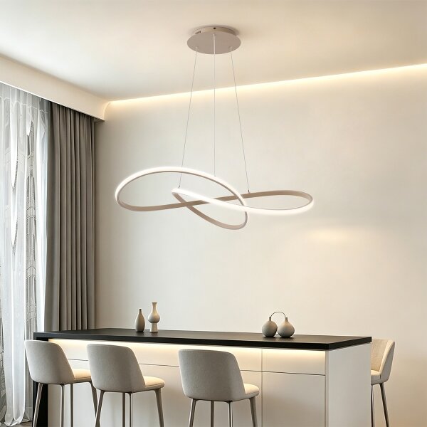 Brilagi - Lustră LED dimabilă pe cablu INFINITY LED/80W/230V 80x80 cm bej + telecomandă