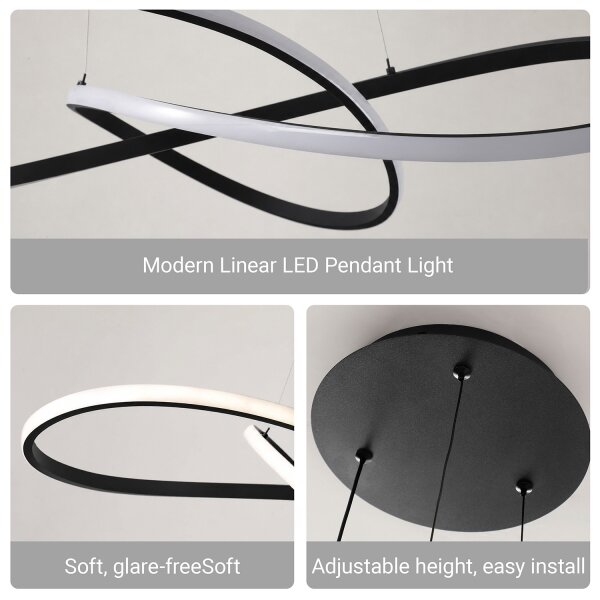 Brilagi - Lustra LED reglabilă pe cablu INFINITY LED/80W/230V 80x80 cm neagră + telecomandă